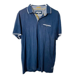Ted Baker Pullover Polo Shirt 4 Large Mens Blue Preppy Classic Soft Short Sleeve